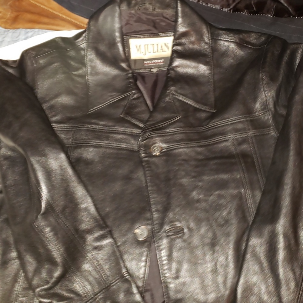 Leather jacket trench L black